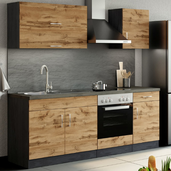 Kitchenette Sorrella 210cm avec four - chêne/graphite