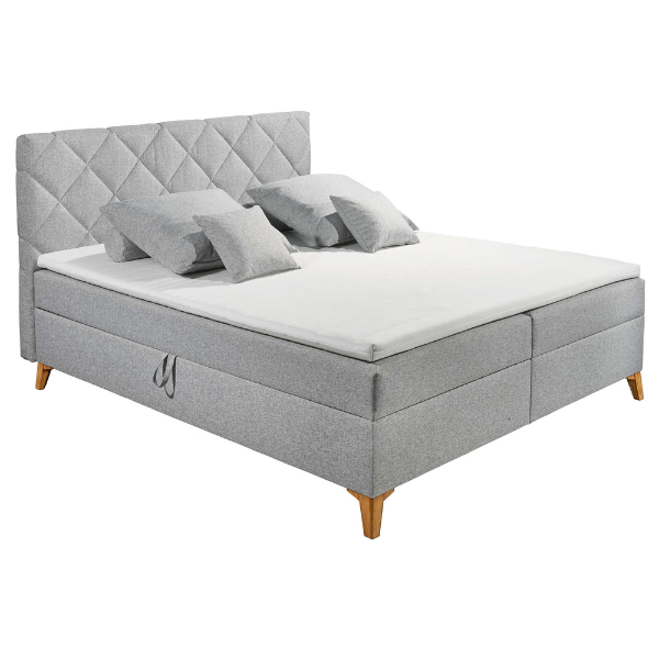 Lit boxspring Redford 160x200cm avec espace de rangement - gris