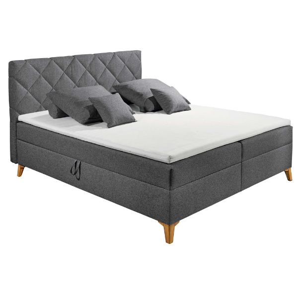 Lit boxspring Redford 180x200cm avec espace de rangement - anthracite