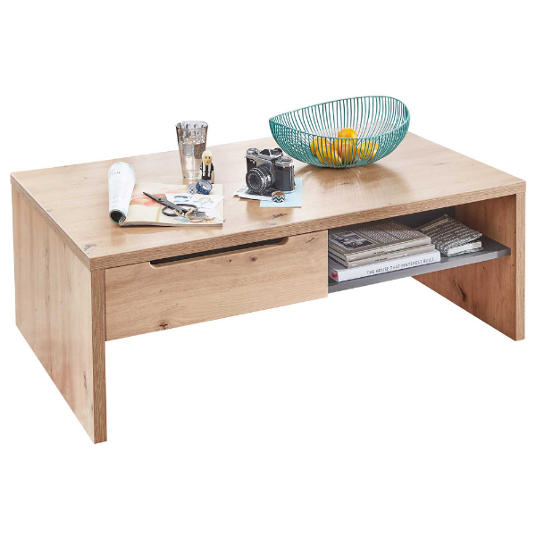 Table de salon Medina 110x65cm 2 tiroirs - chêne