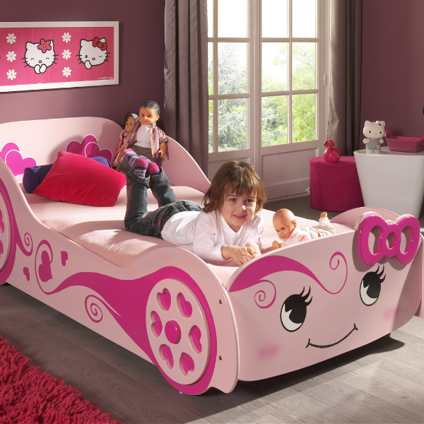 Lit voiture filles Hello Pretty - rose