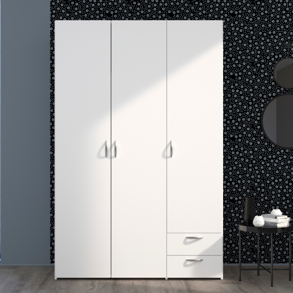 Armoire Salvador 3 portes & 2 tiroirs - blanc