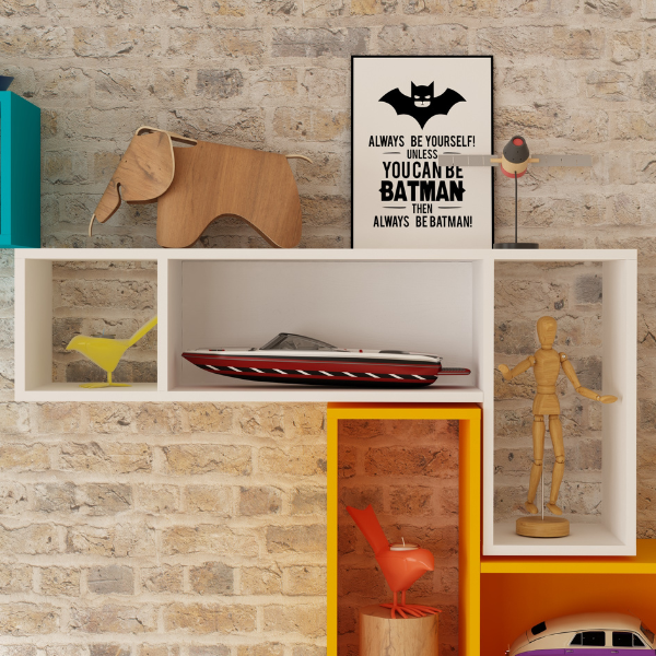 Support mural Bo0 98x24 cm avec 3 compartiments - blanc