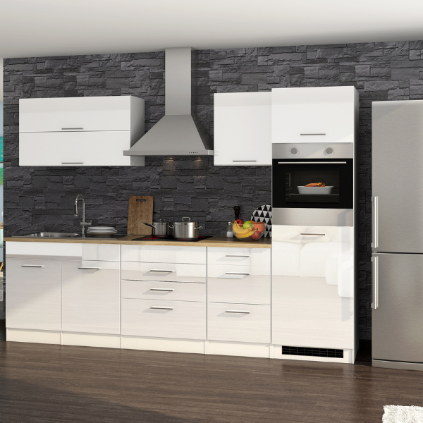Kitchenette Ragnar 290cm avec un four - blanc brillant