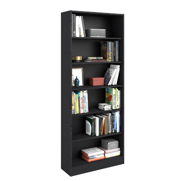 Bibliothèque Hobby 198cm-5 étagères-noir