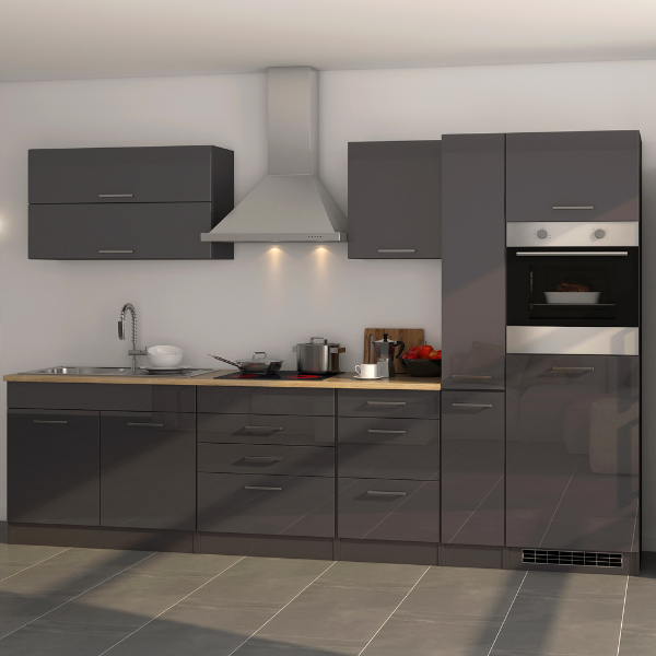 Kitchenette Ragnar 320cm avec four - anthracite brillant