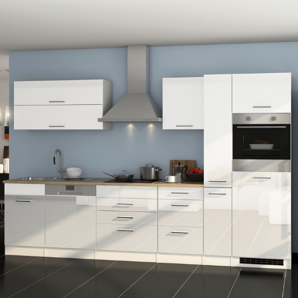 Kitchenette Ragnar 330cm avec lave-vaisselle et four - blanc brillant