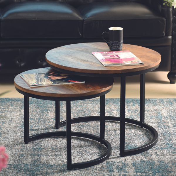 Ensemble de 2 tables basses Gaja-bois de mango