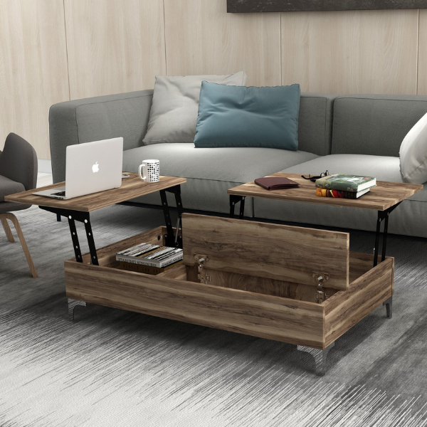 Esinti Table basse | 100 % MÉLAMINE | Noyer