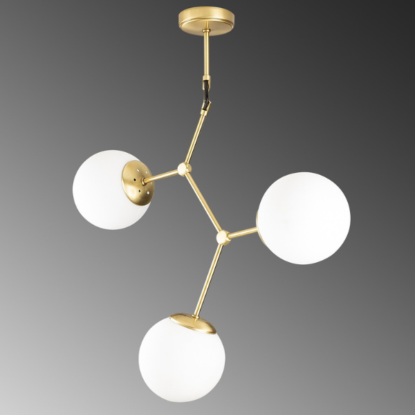 Opviq Chandelier | Corps en métal | Capuchon en verre | 55x15cm | Jaune Blanc