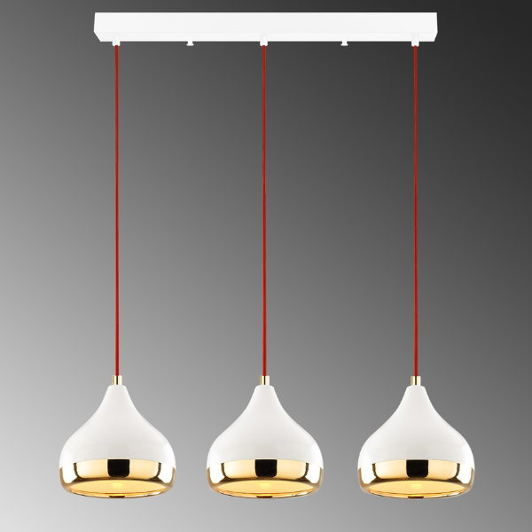 Opviq Lustre | Corps en fer | Hauteur ajustable | 67x17cm | Blanc Rouge Or