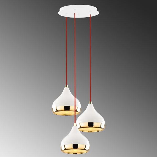 Opviq Lustre | 37cm x 111cm | Hauteur ajustable | Blanc Rouge Or