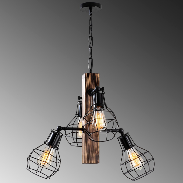 Lustre Lustro | Corps en bois de charme | Bois noir