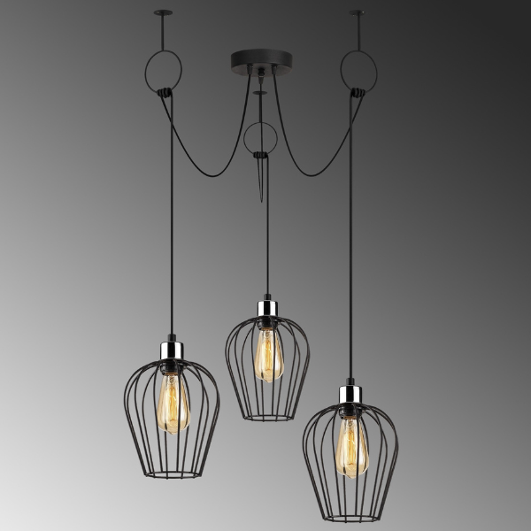 Opviq Chandelier | Corps en métal | Hauteur réglable | 100cm de diamètre | Noir