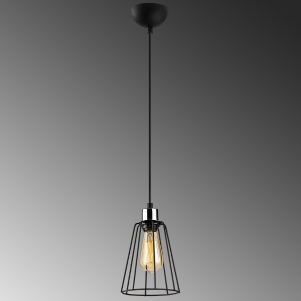 Opviq Chandelier | Boîtier métallique | Diamètre : 15 cm | Hauteur : 116 cm | Hauteur réglable | Couleur : Noir