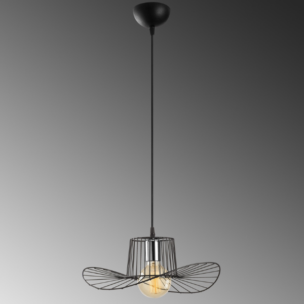 Opviq Lustre en fer | 38cm Diametre | 110cm Hauteur | Noir