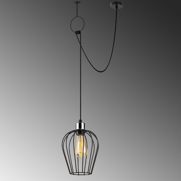 Opviq Lustre en fer | 80x20cm | Hauteur réglable | Noir