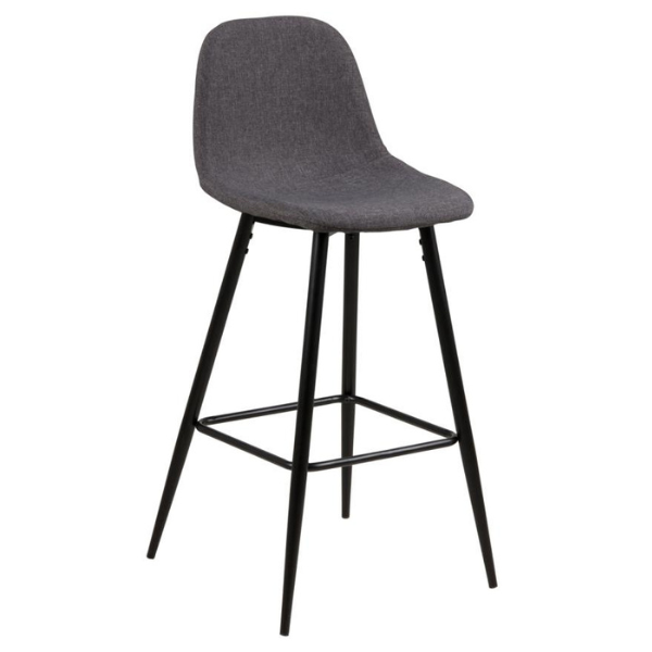 Tabouret de bar Wilhelm, H:73cm - gris foncé/noir