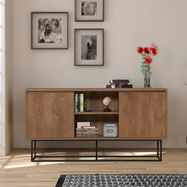 Zela Console | 100 % MÉLAMINE | Noyer, Noir