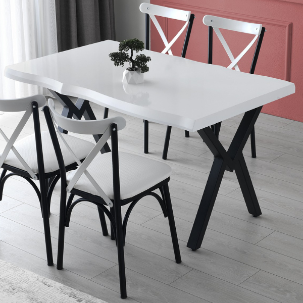 Vella Table à manger | 140x75x80 cm | Mélamine blanche