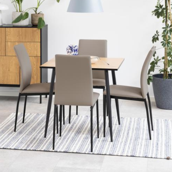 Table à manger Wilhelm 80x80 - chêne sauvage/noir