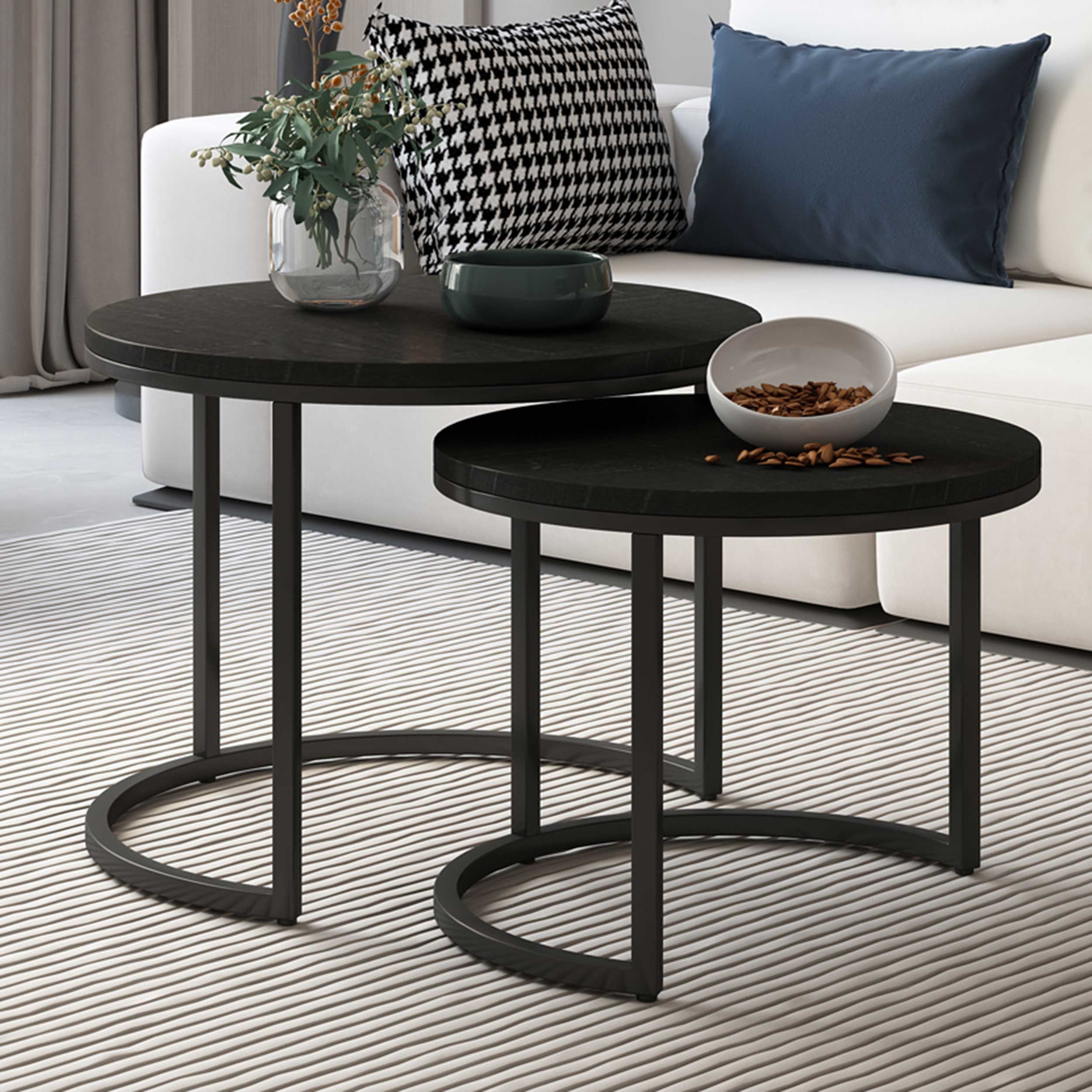 Ensemble de 2 tables basses Gaja-bois de mango noir