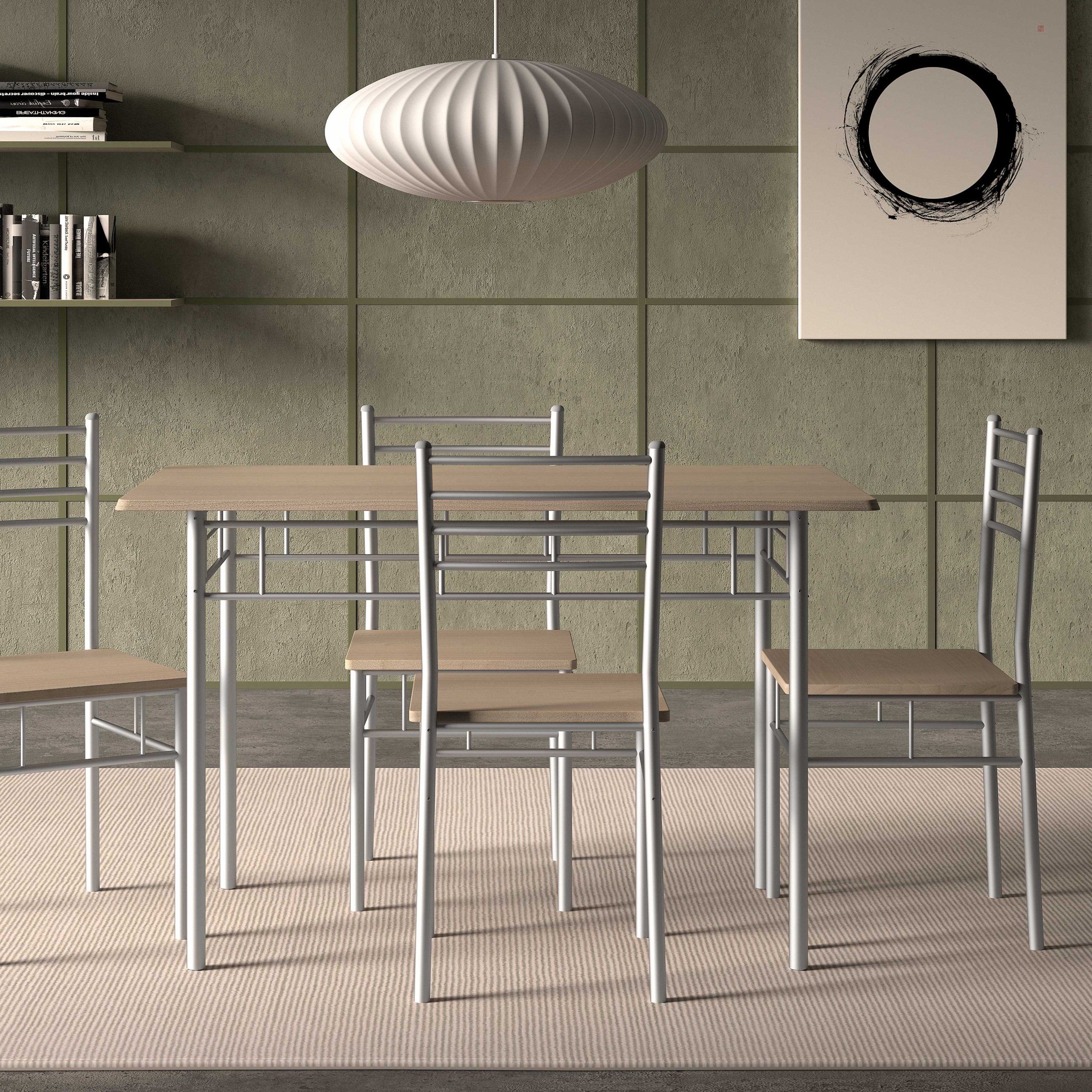 Ensemble repas Amelia avec 4 chaises - métal/ panneau de particules