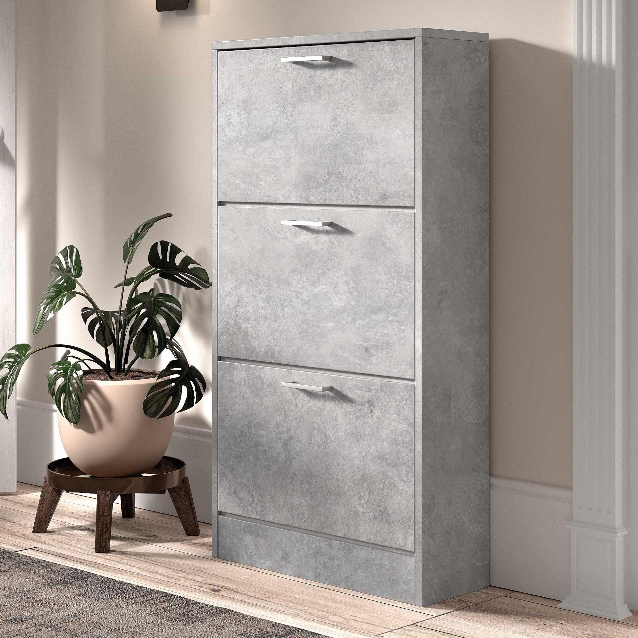 Armoire à chaussures Carini 3 tiroirs - béton