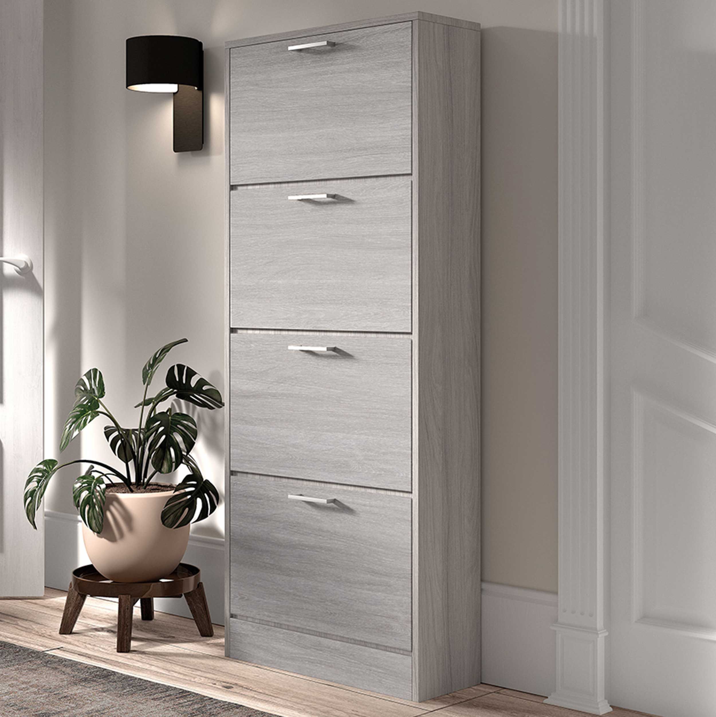 Armoire à chaussures Carini 4 tiroirs - chêne gris