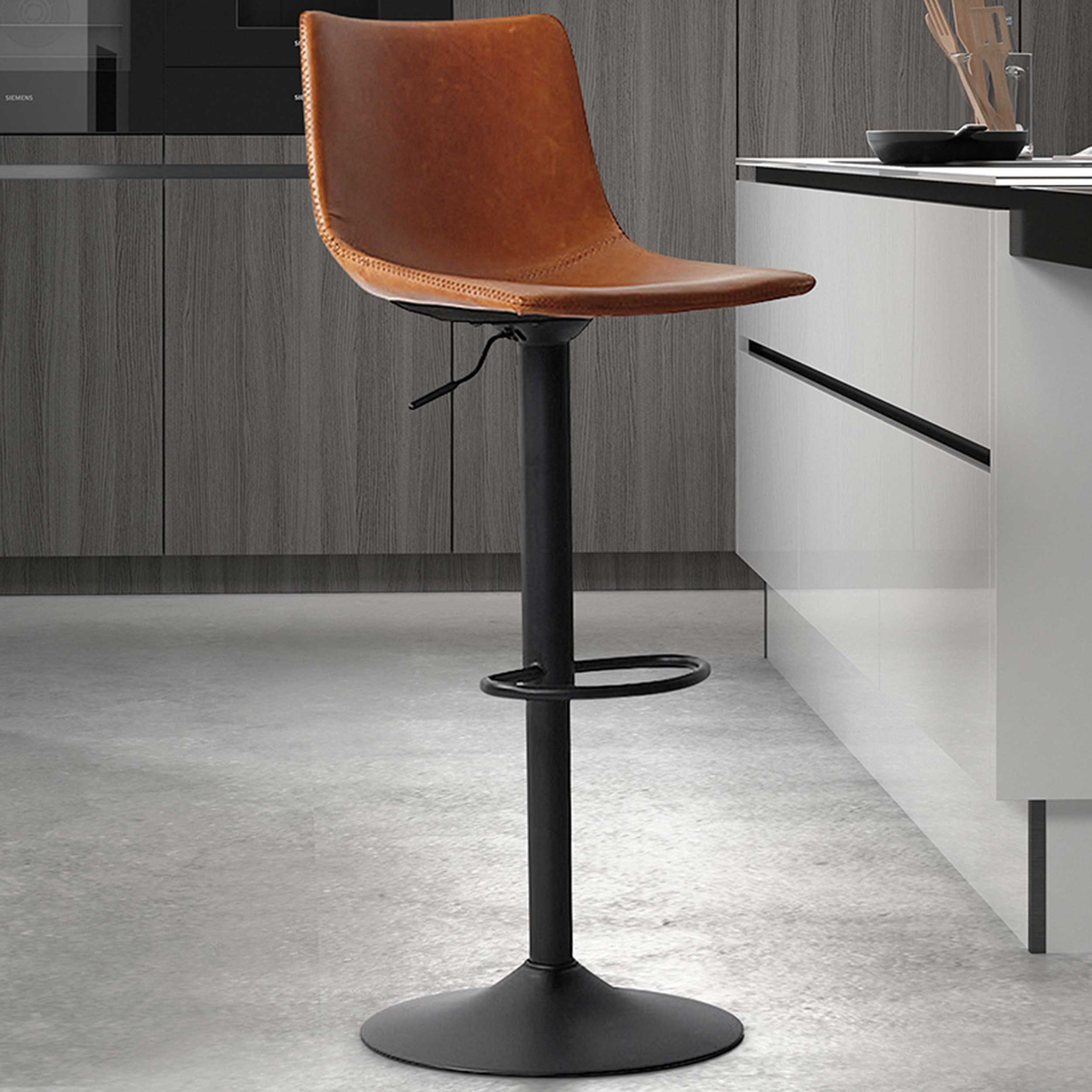 Chaise de bar réglable Fontana - cognac