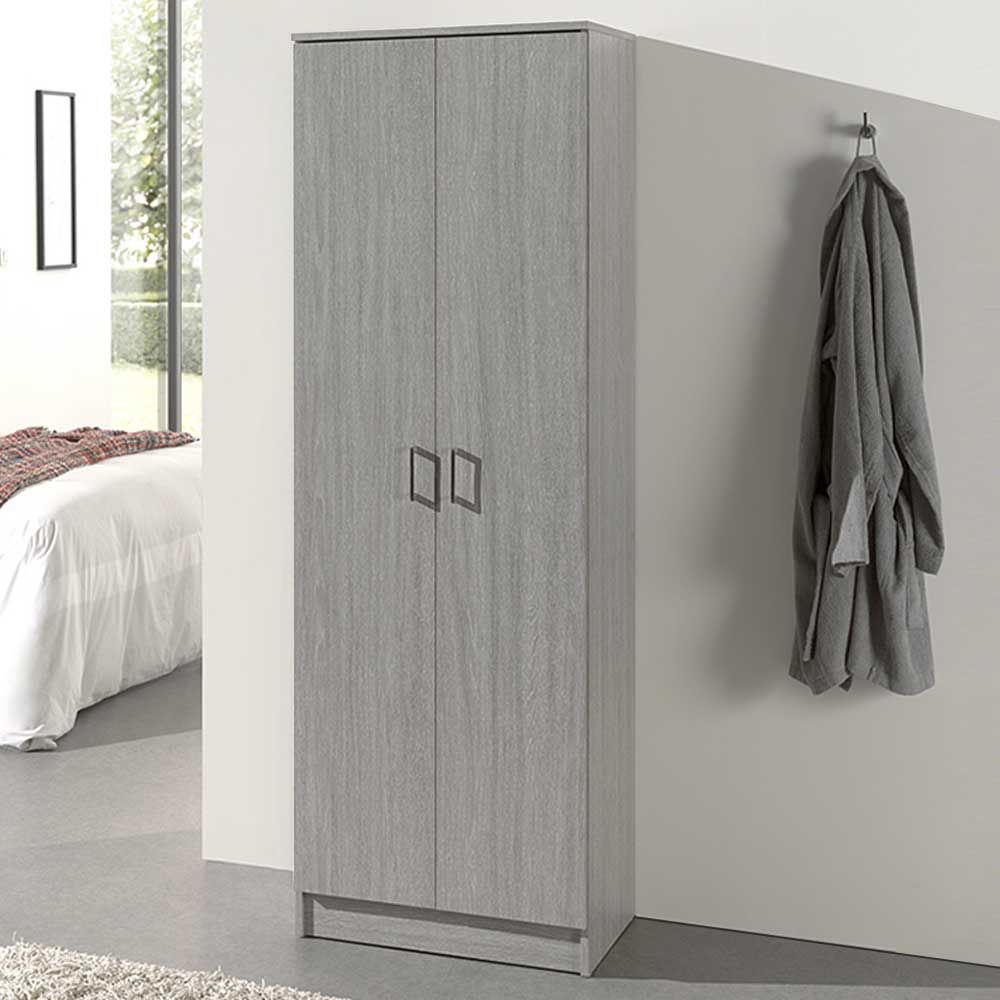 Armoire de rangement Ray 60cm à 2 portes et 4 tablettes - chêne gris