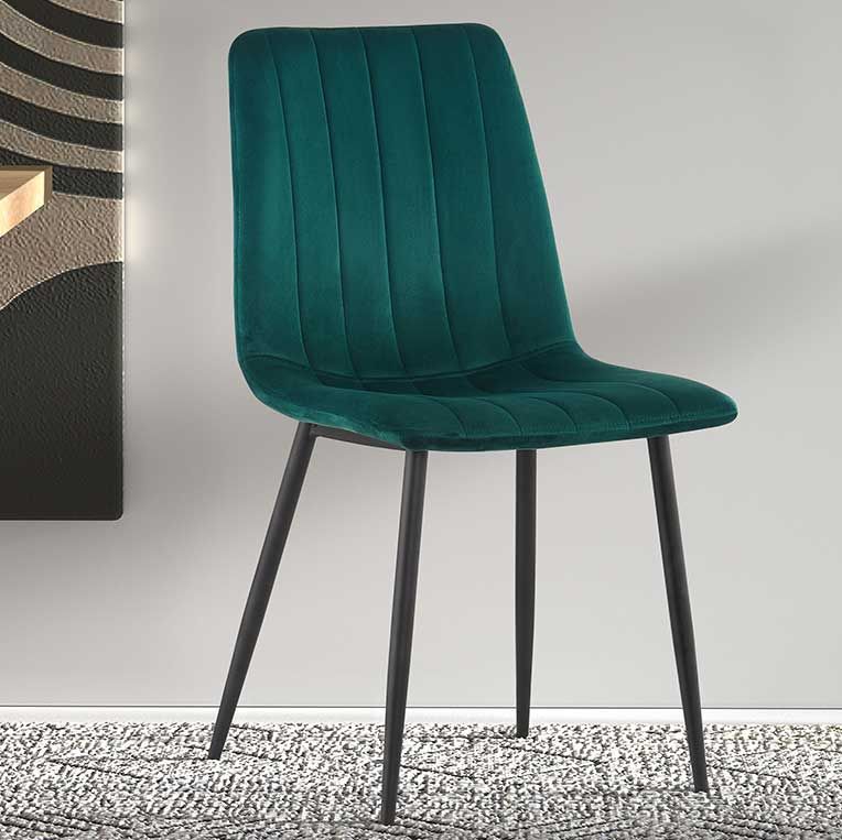 Chaise de salle à manger en velours Willie - vert/noir