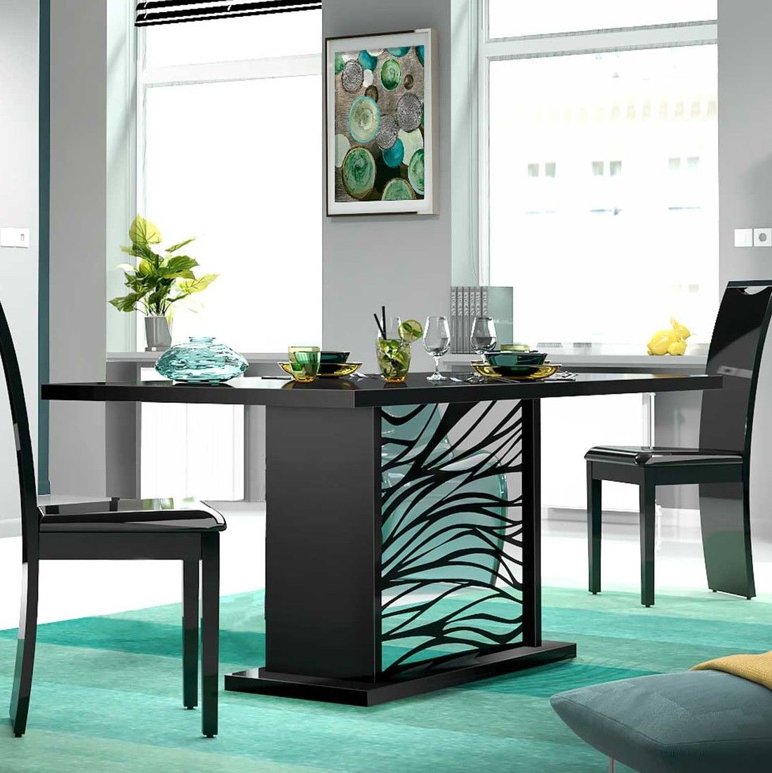 Table à manger extensible Teo 180/225x90 - noir