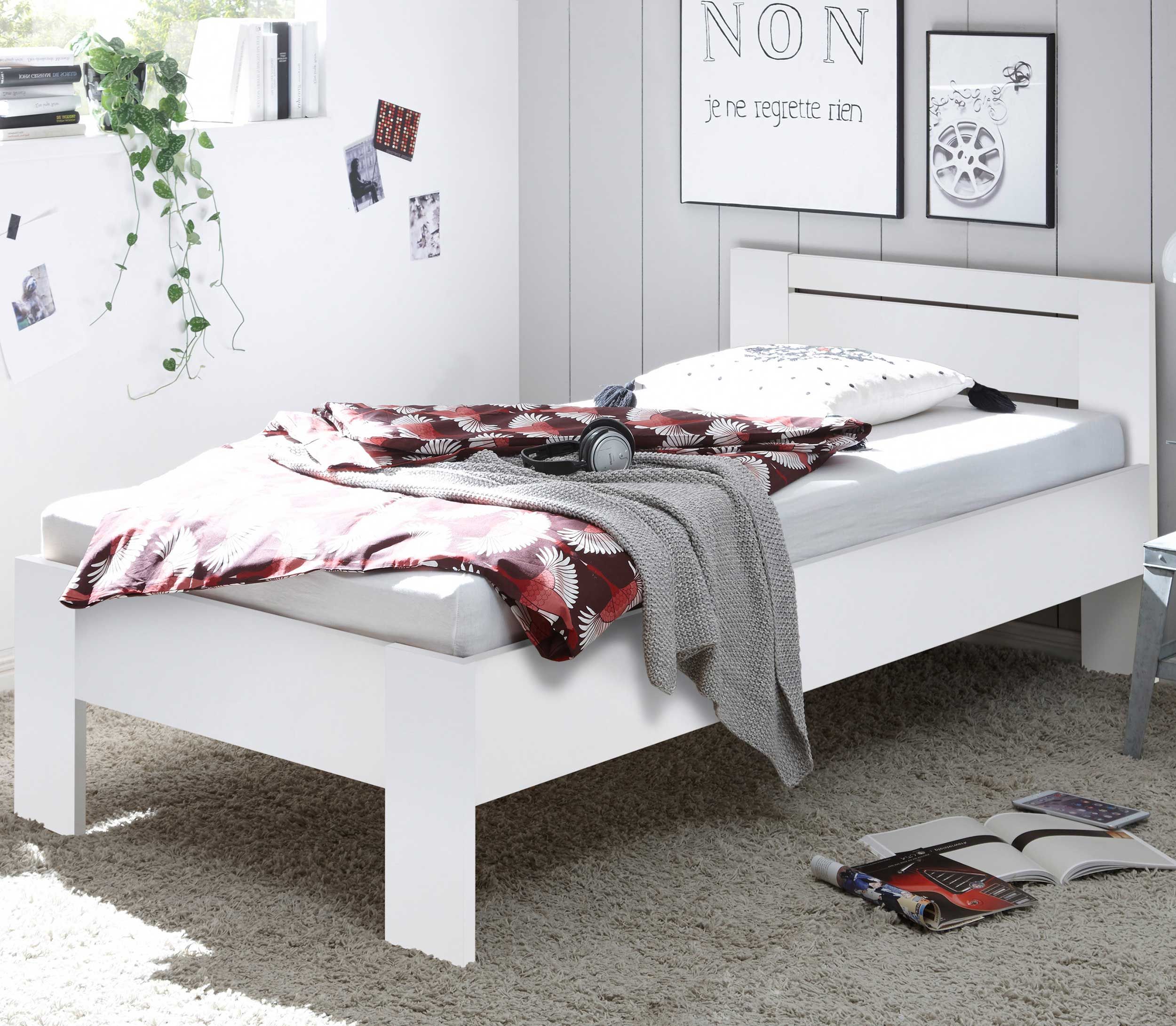 Lit simple Sartre 90x200 - blanc