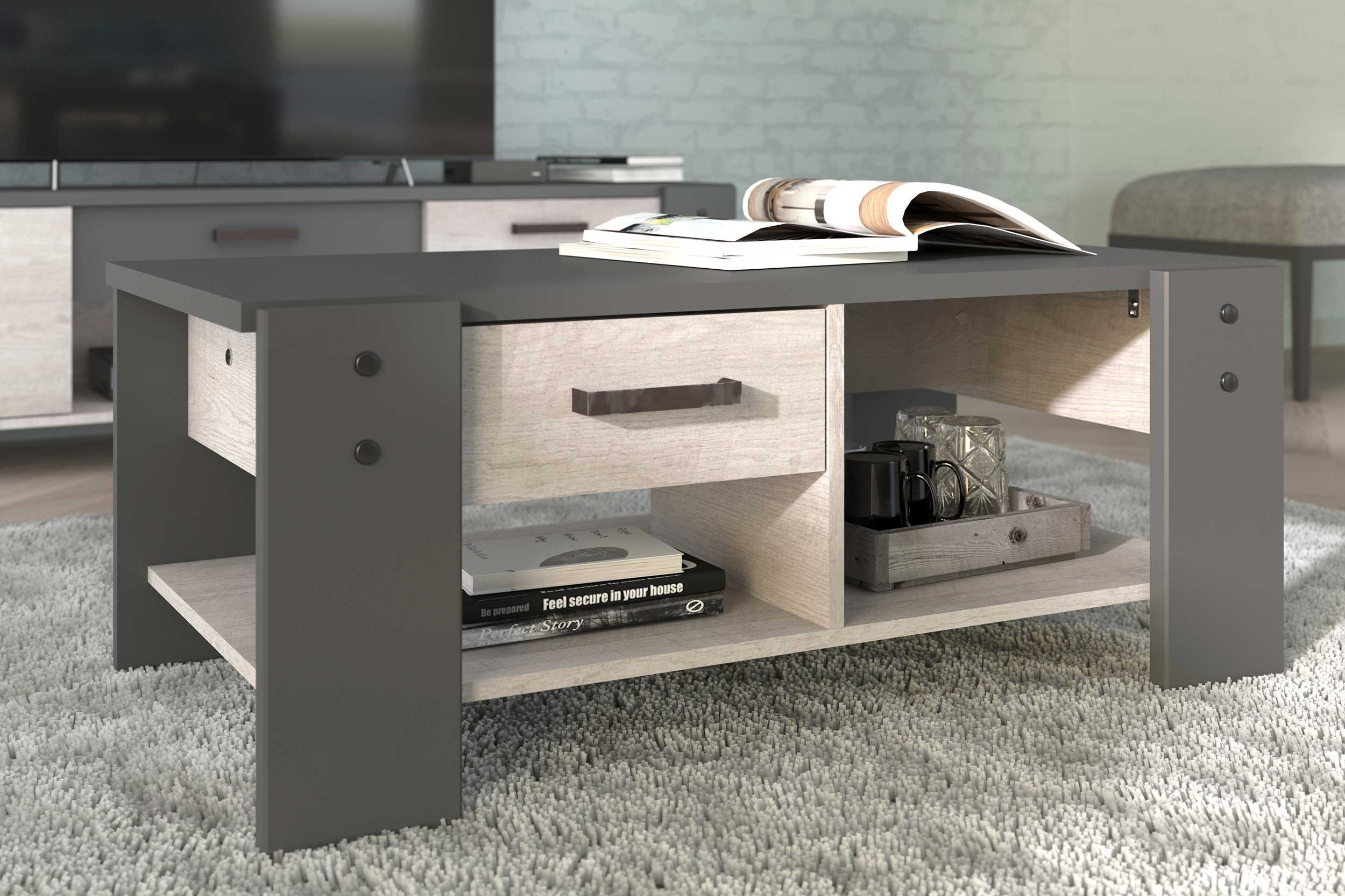 Table basse Vienna avec rangement 101x54 - gris