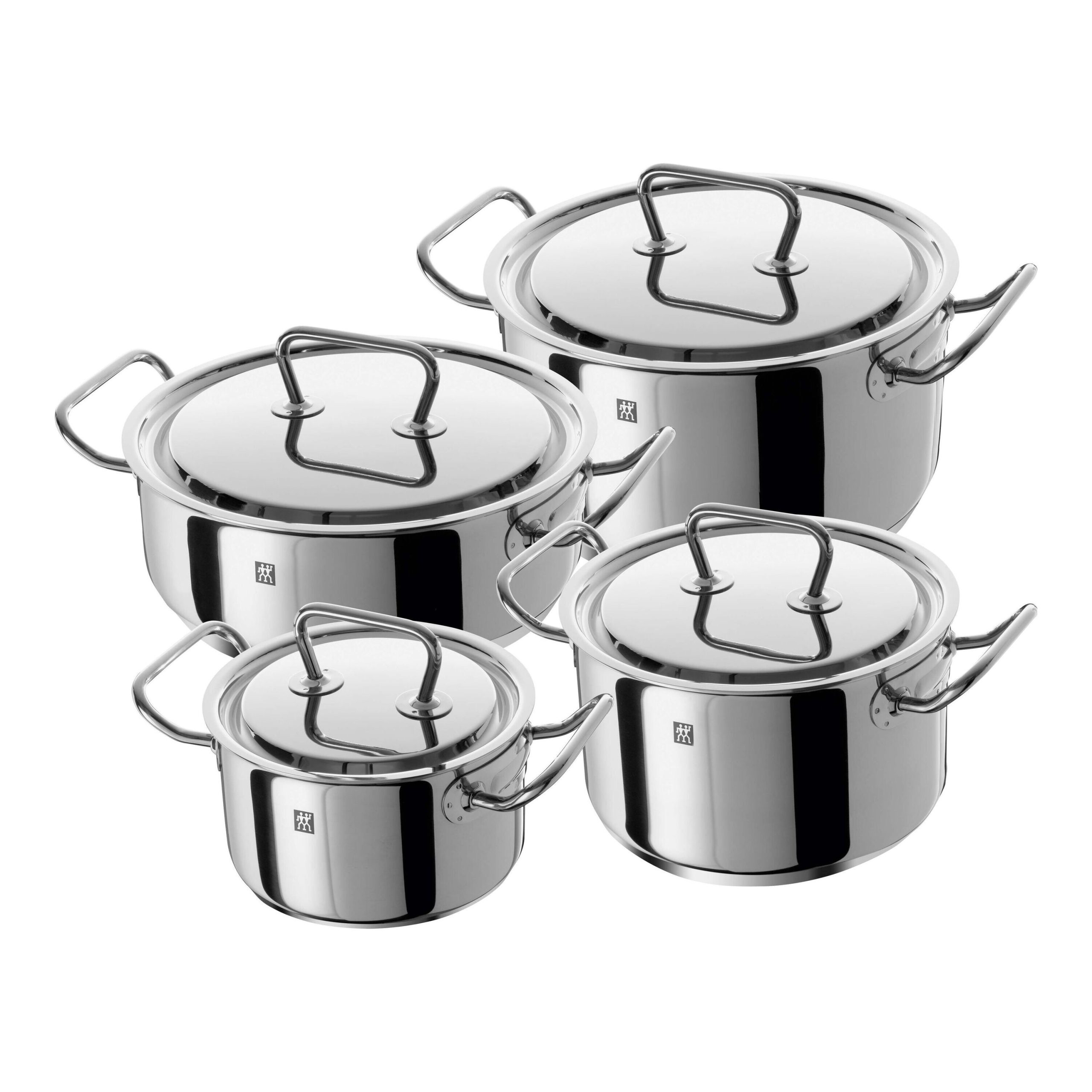 Ensemble de casseroles, 4-pcs. /16/20/24 cm, argent, Acier Inoxydable