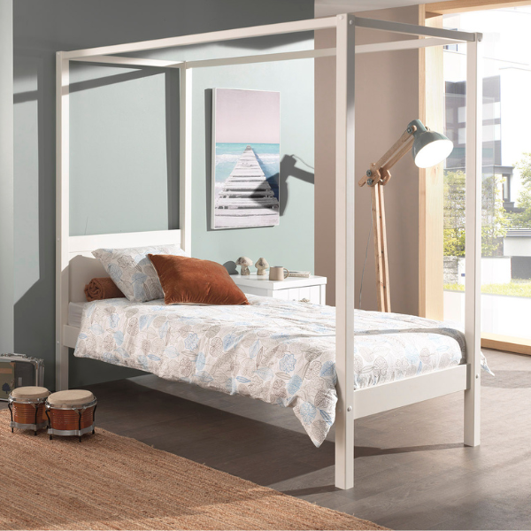 Lit à baldaquin Charlotte 90x200 - blanc