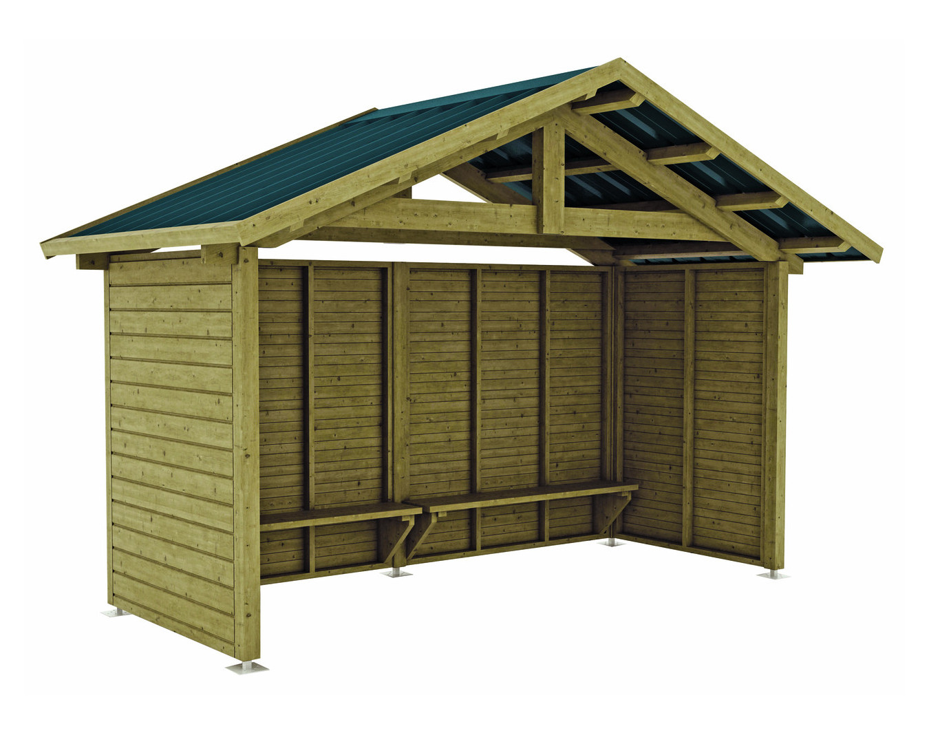 Abri bus bois double pente