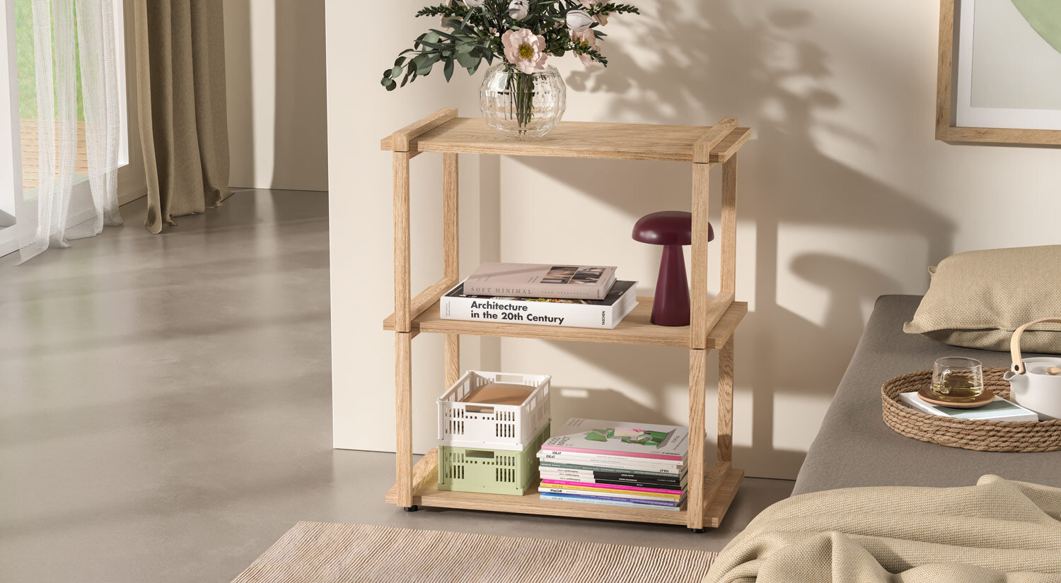 AIKO 1x2 Étagère bois | 65x75x36 cm (LxHxP) | chêne