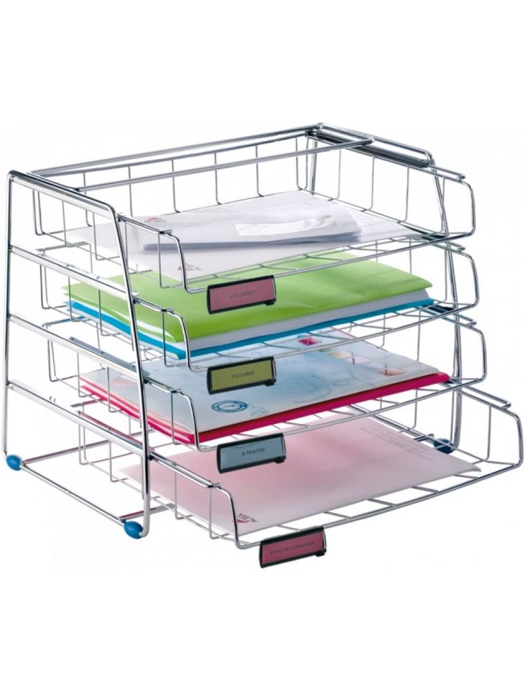 ALBA - COR4I - Set de 4 corbeilles format à l'italienne en fil métal chromé