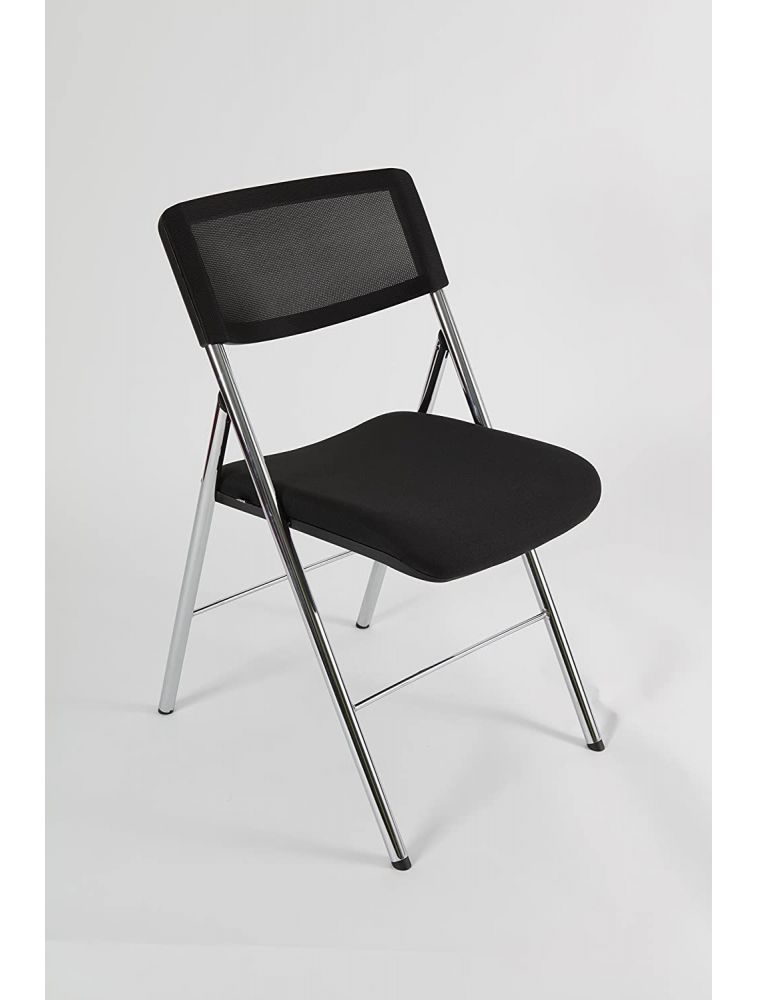 ALBA - CPDIVA N - lot 2 Chaise Pliante en Acier et Tissu Maille, Noir, 48x53x83 cm