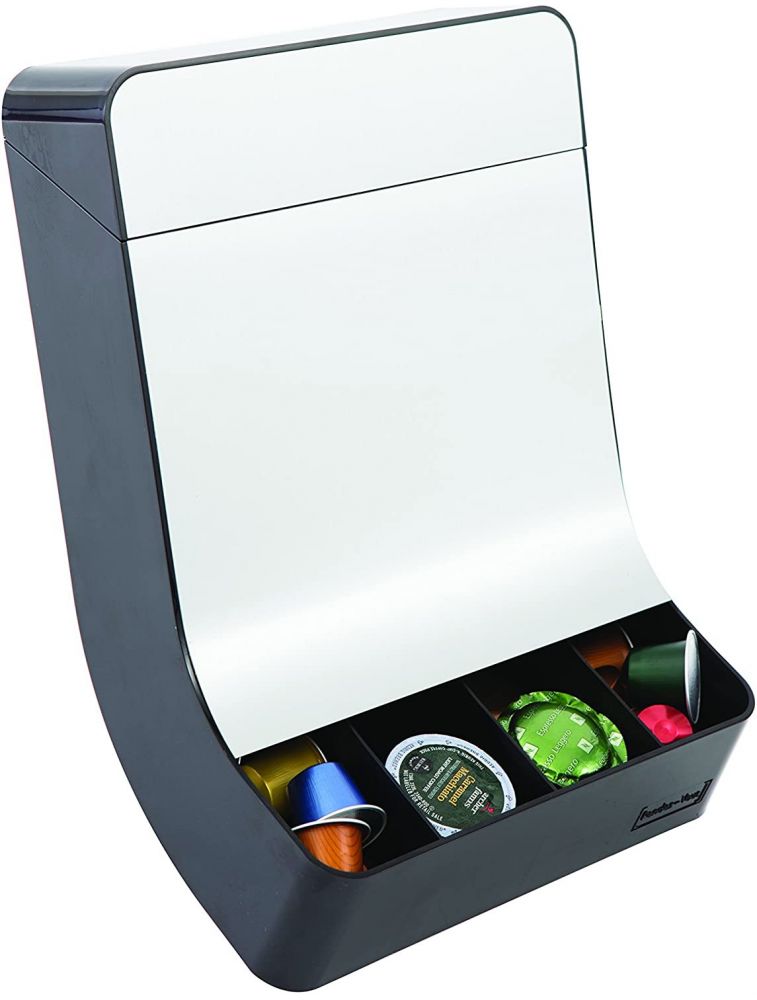 ALBA - RDVPOD - Distributeur Universel de Dosettes Aluminium Gris métal et Noir 22x12x30, 5 cm