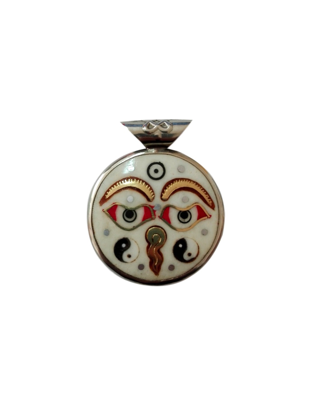 Amulette Double en Émail Masque de Bouddha - Protection et Sérénité