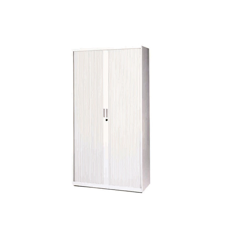 Armoire Haute Monobloc AM1020R-BLC – Métallique 198 cm – Rideaux PVC Blanc – 5 Rangées de Dossiers Suspendus