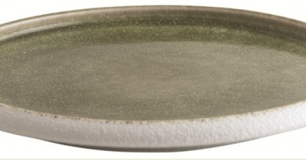 Assiette porcelaine Saveurs Ø 19 cm, émail réactif Olive (x 3)