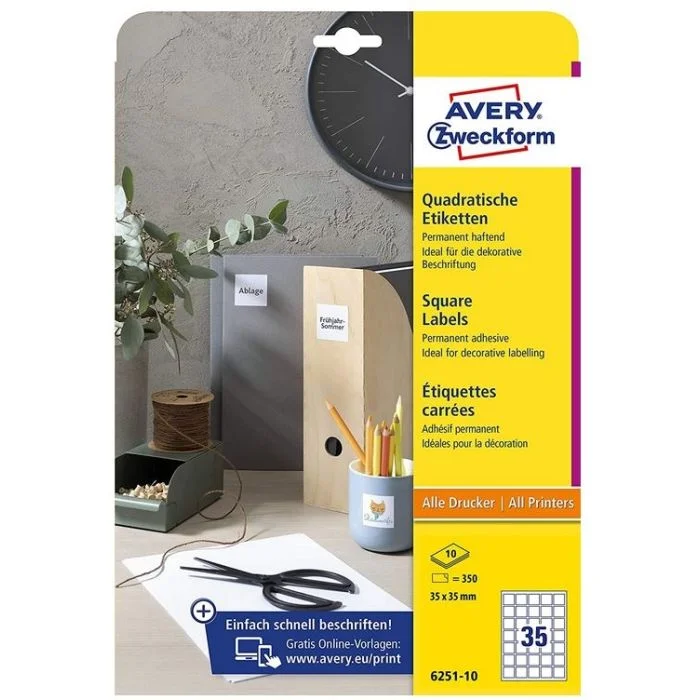 Étiquettes pour QR Code - Blanc - 35 x 35 mm AVERY Lot de 350