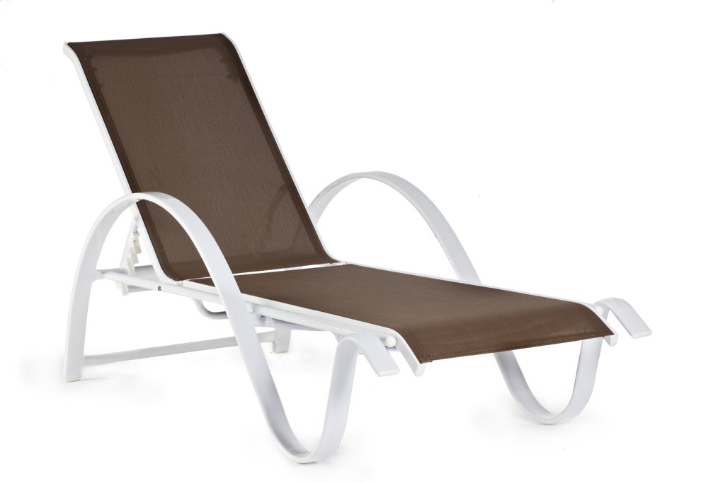 Bain de soleil aluminium blanc toile marron - LIGHT