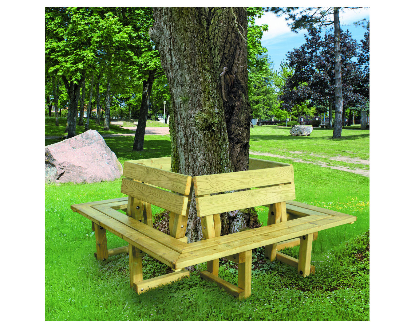 Banc bois Chevrier tour d'arbre