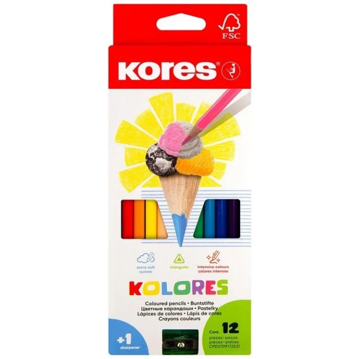 Étui de 12 Crayons de couleur Kolores KORES