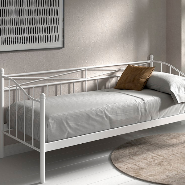 Lit banquette Sablo métal 90x200 - blanc